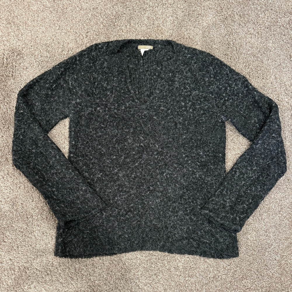J. Crew - Wool Heathered Charcoal V-Neck Sweater, size M